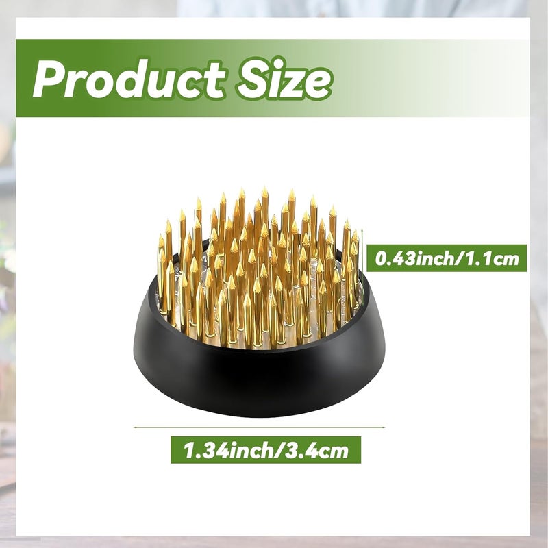 Tinsky 8Pcs 1.34 Inch Flower Frogs for Arrangements Vase Ikebana Kenzan Round Brass Floral Pin Frogs Stem Holder Flower Arranger Pin Fixed Tools for Home Decoration Craft (Gold) - Image 5